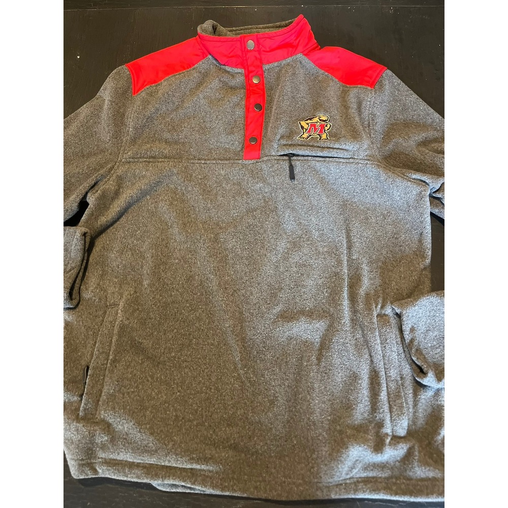 Colosseum Maryland‎ Terrapins Fleece Pullover Sweatshirt Mens XL Snap Neck
